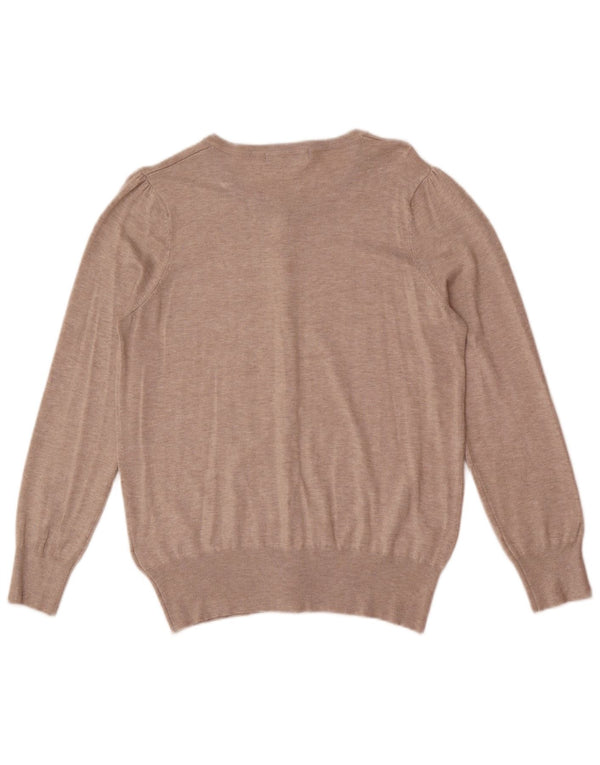 Suéter cardigã feminino Marks & Spencer Reino Unido 16 grande viscose bege