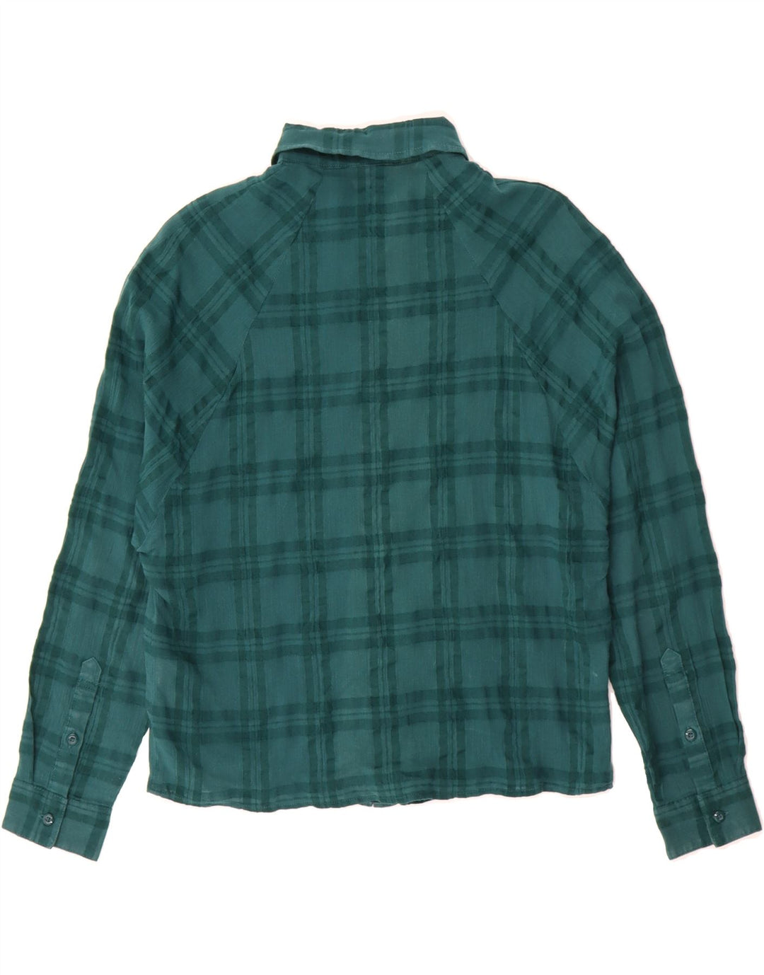 ZARA Womens Oversized Shirt UK 6 XS Green Check Cotton Vintage Zara and Second-Hand Zara from Messina Hembry 