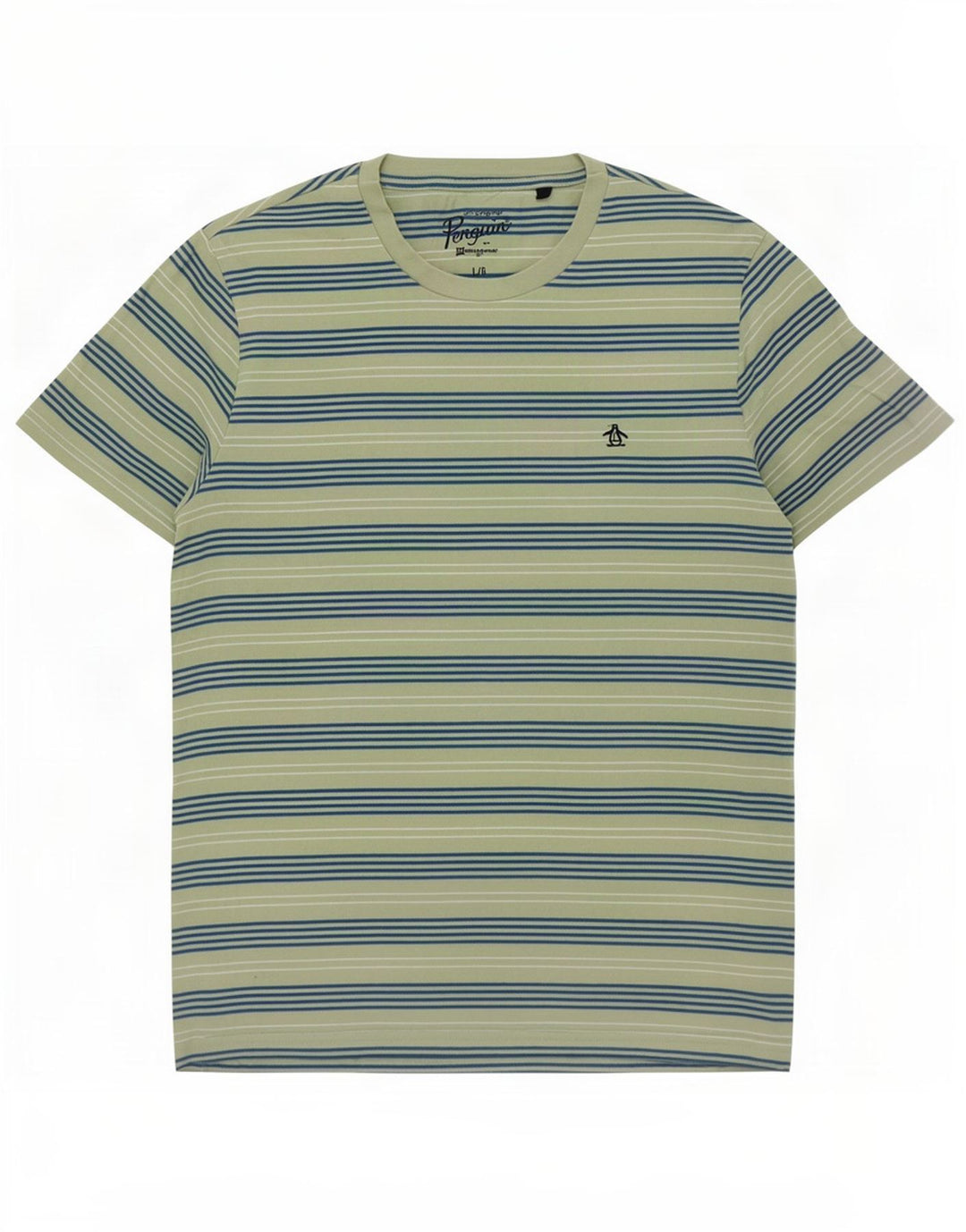 Camiseta masculina Penguin Top grande listrada verde