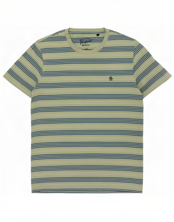 Camiseta masculina Penguin Top grande listrada verde