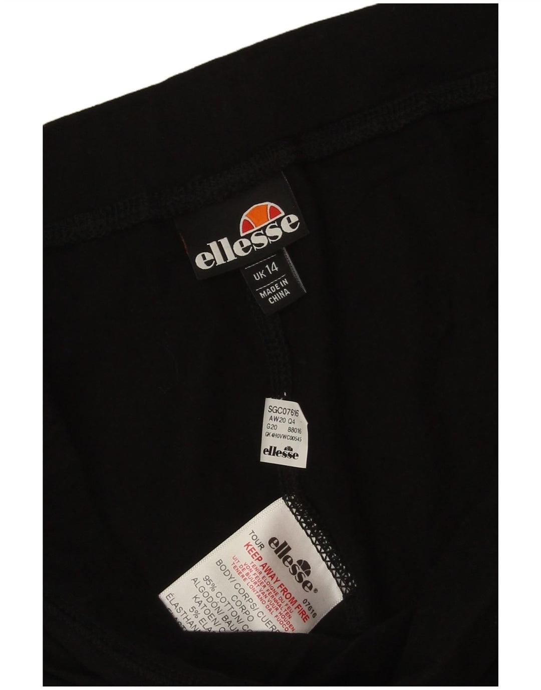 Shorts esportivos gráficos femininos Ellesse UK 14 médio algodão preto