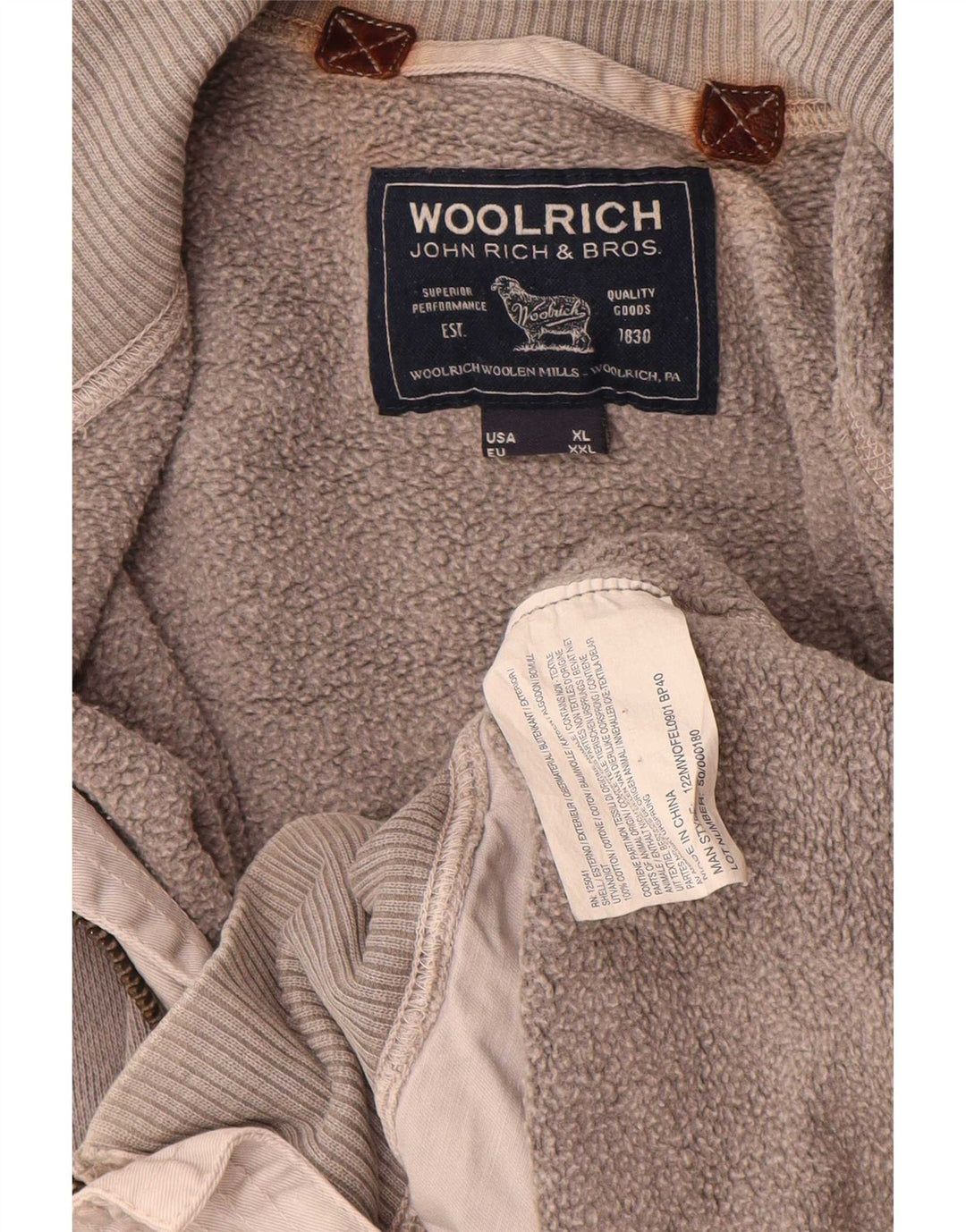 Woolrich Mens Treino Top Jaqueta 2XL Algodão Cinza