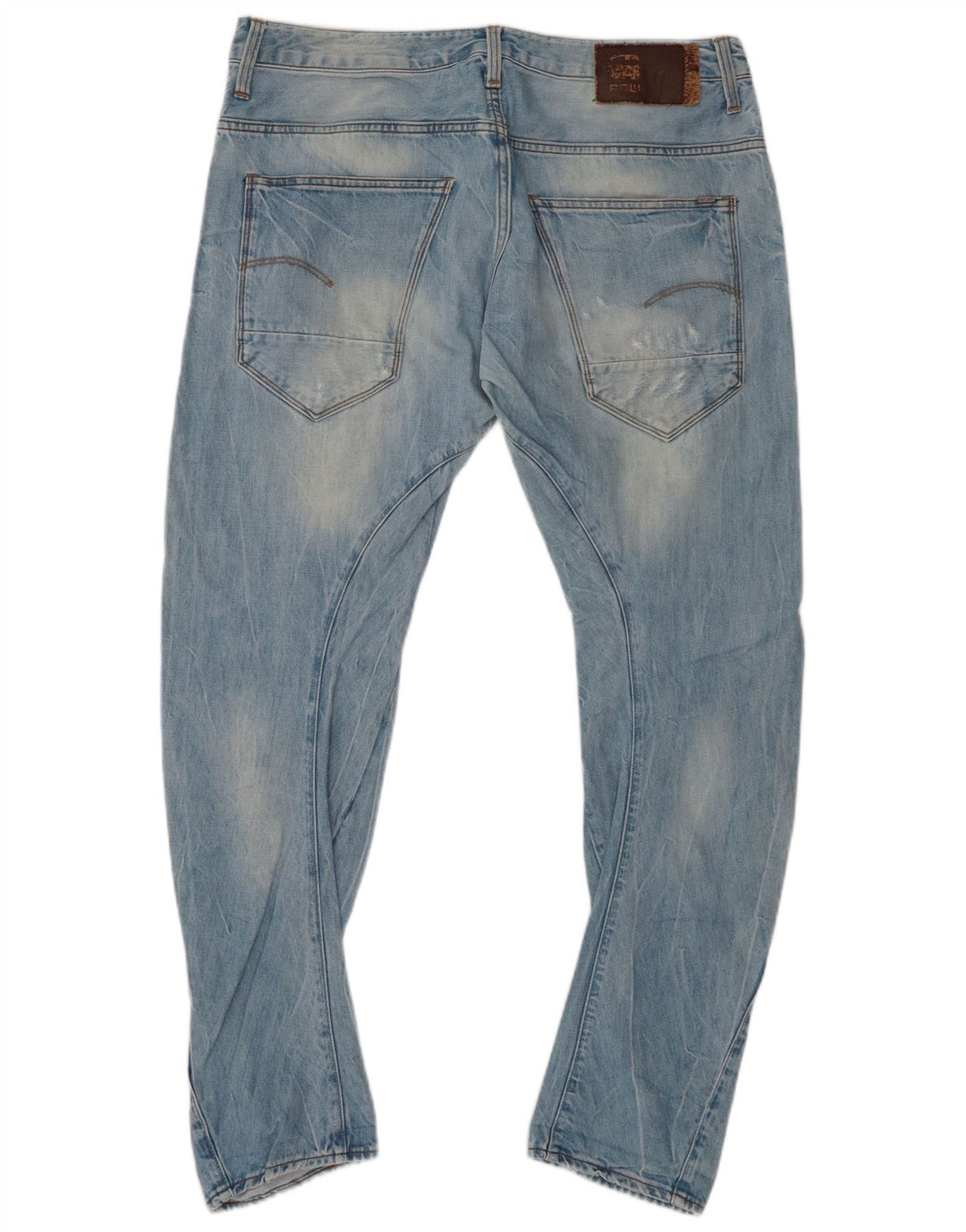 G-STAR Masculino 3D Arc Distressed Banana Slim Jeans W34 L30 Algodão Azul