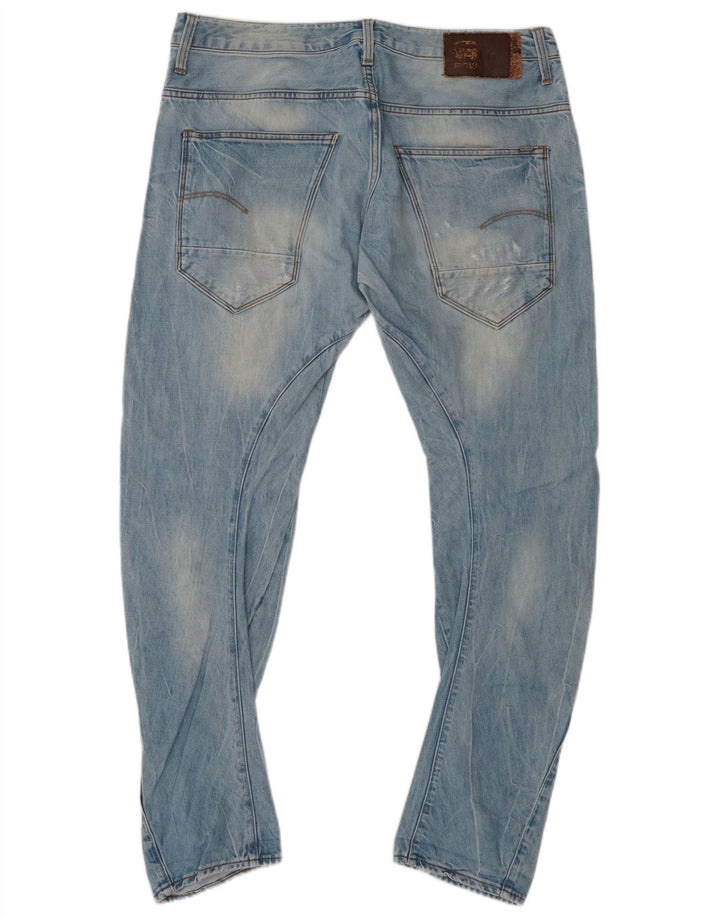 G-STAR Masculino 3D Arc Distressed Banana Slim Jeans W34 L30 Algodão Azul