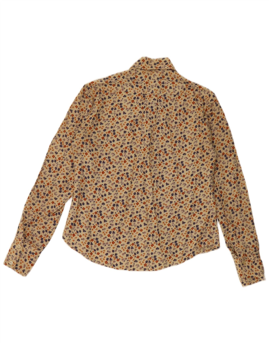 Camisa Vintage Feminina UK 12 Médio Bege Floral