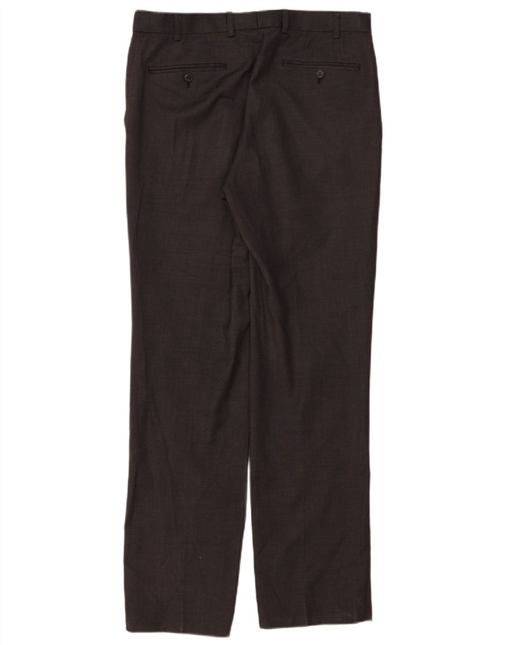 Calça masculina de terno reto Marks & Spencer W32 L33 lã cinza