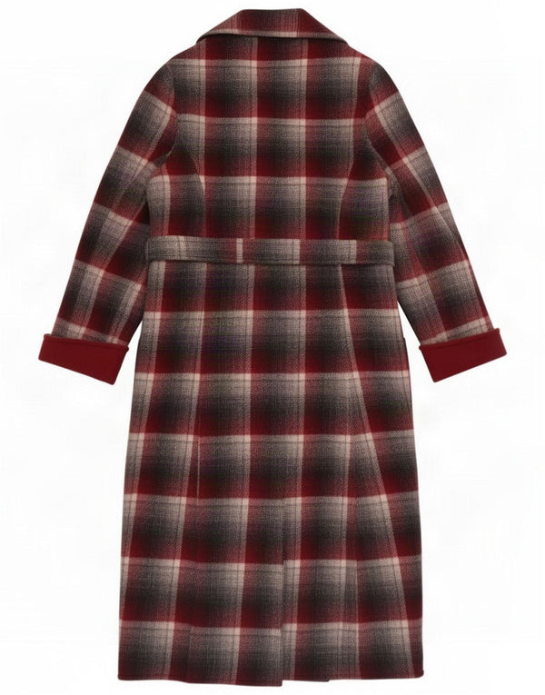 Vintage Womens Reversible Overcoat UK 14 Medium Burgundy Plaid
