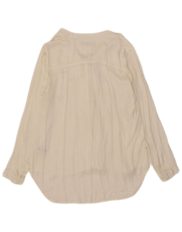 Blusa feminina Marks & Spencer com babados na frente e manga comprida Reino Unido 18 XL bege