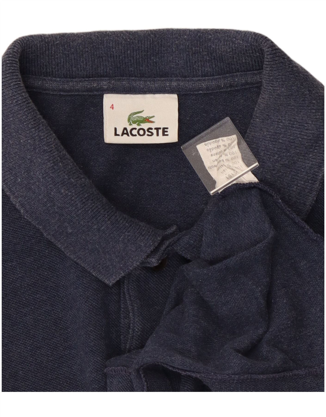 Camisa polo masculina Lacoste tamanho 4 médio algodão azul marinho