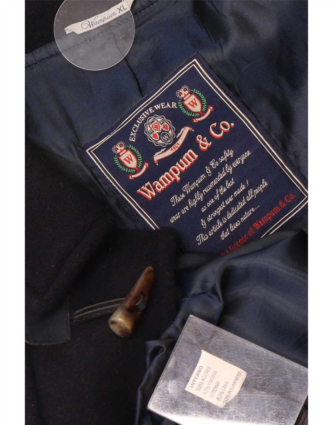 Casaco masculino Wampum UK 42 XL lã azul marinho