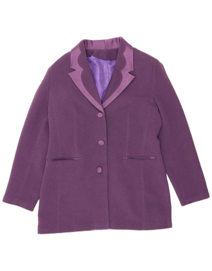 Jaqueta Blazer Feminina Vintage com 3 Botões Reino Unido 12 Roxo Médio