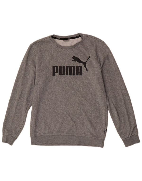 Puma Mens Graphic Moletom Jumper Grande Algodão Cinza