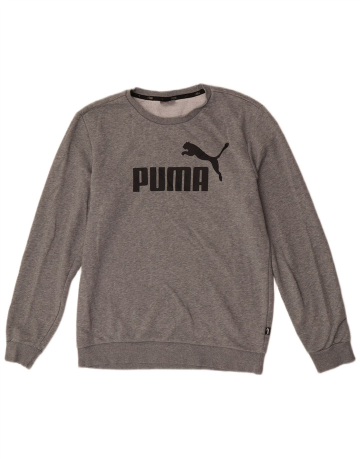 Puma Mens Graphic Moletom Jumper Grande Algodão Cinza