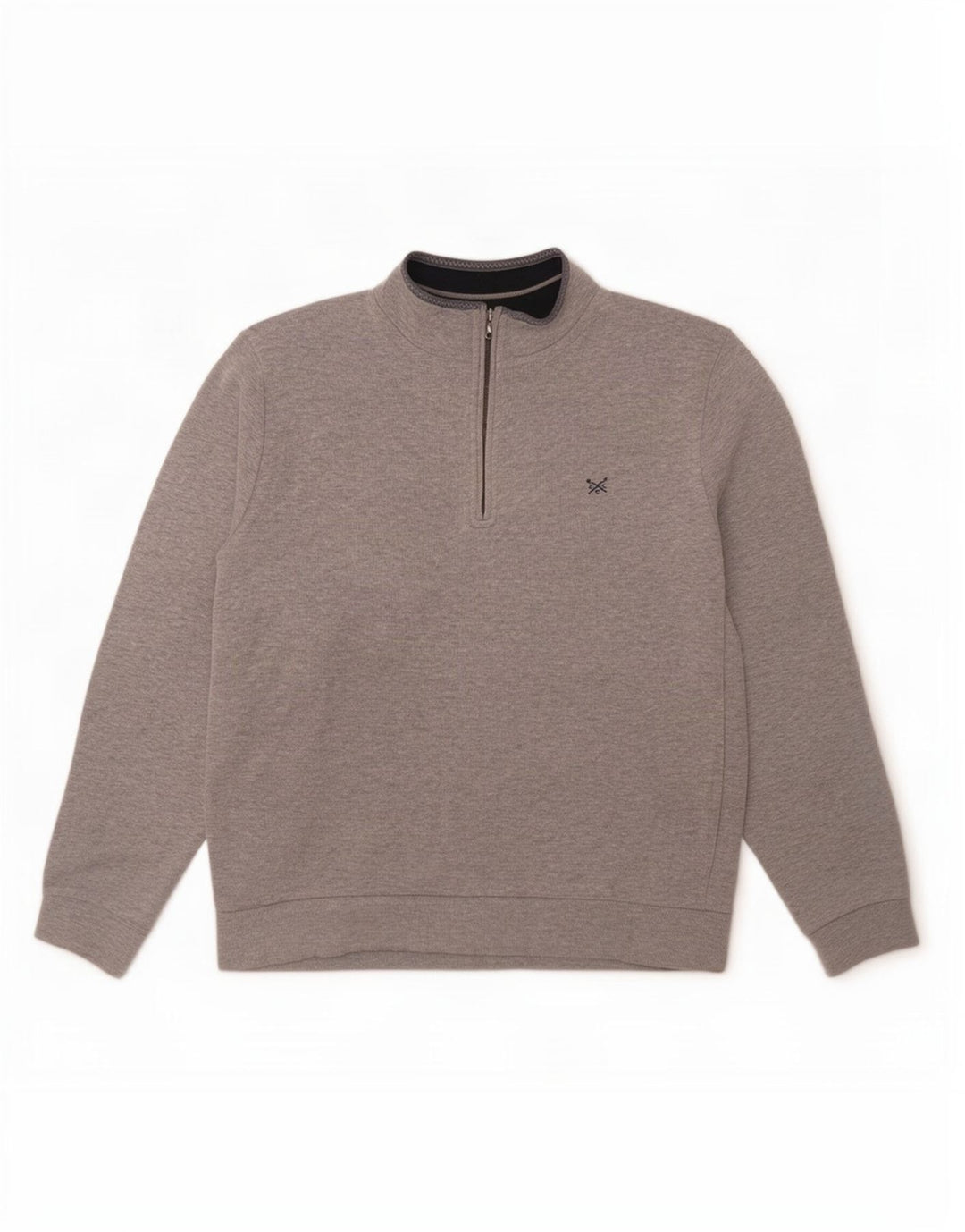 Crew Clothing Mens moletom com zíper e gola alta cinza manchado