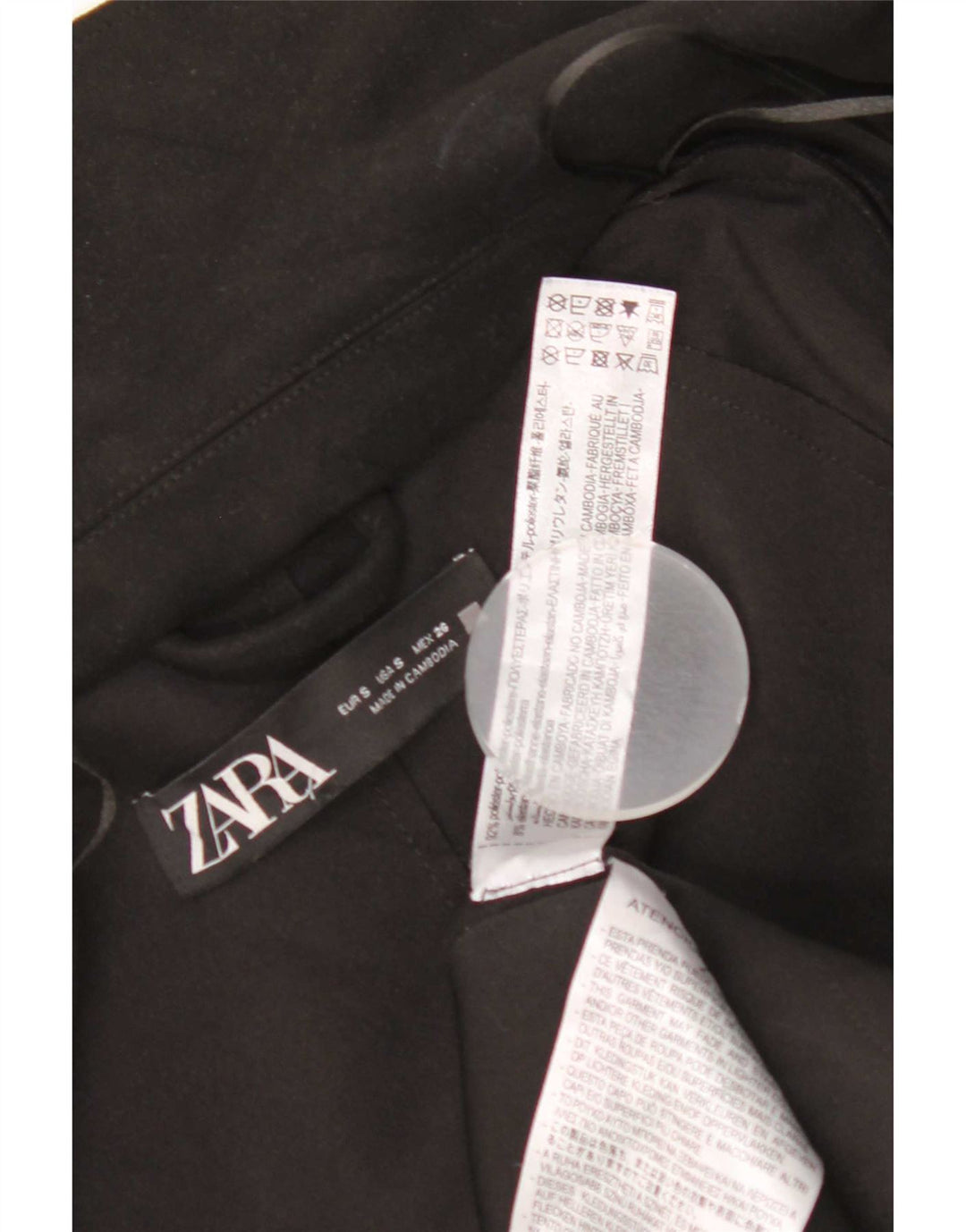 Sobretudo aberto oversized feminino Zara UK 10 pequeno preto poliéster clássico