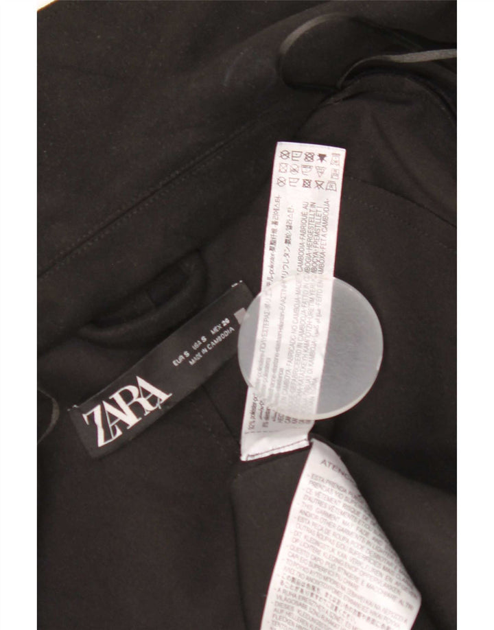Sobretudo aberto oversized feminino Zara UK 10 pequeno preto poliéster clássico