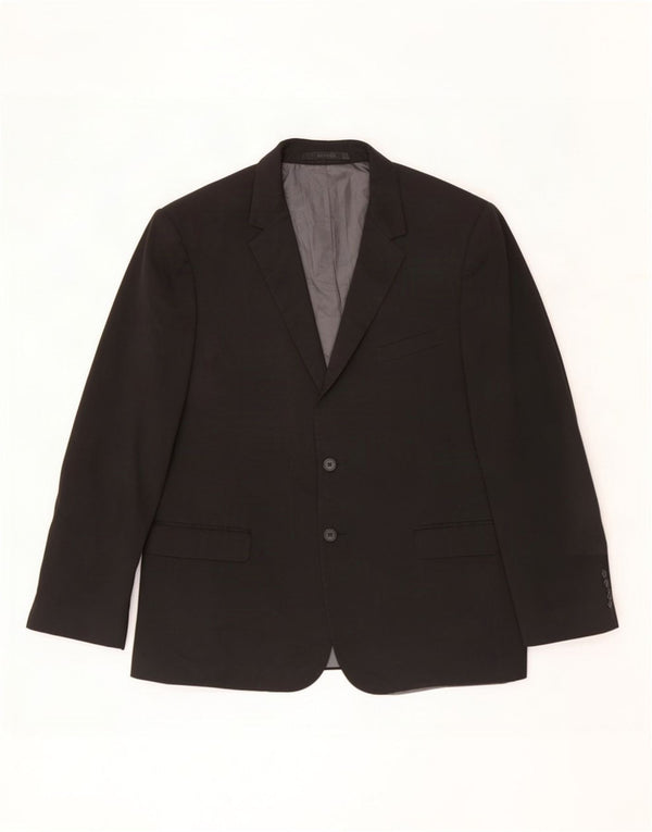 Jaqueta blazer masculina de 2 botões Marks & Spencer Reino Unido 44 XL preto poliéster