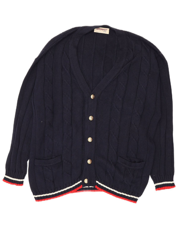 Suéter cardigã masculino Bennett's IT 56 XL algodão listrado azul marinho