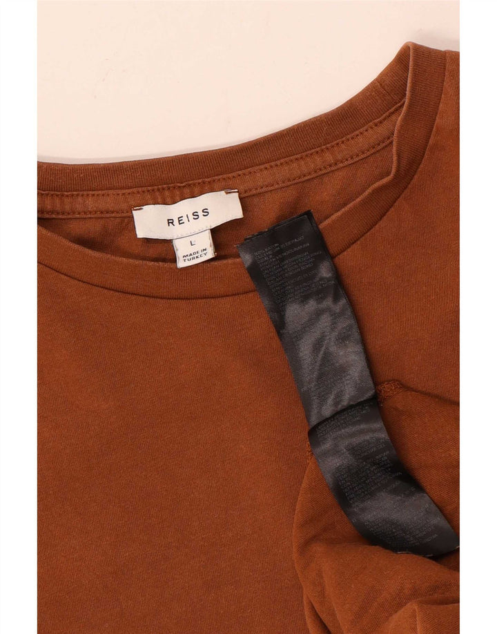 Camiseta feminina Reiss Top grande algodão marrom