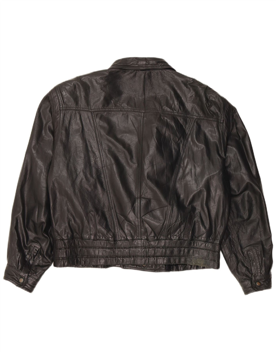 Jaqueta masculina vintage de couro para motociclista IT 50 grande preta