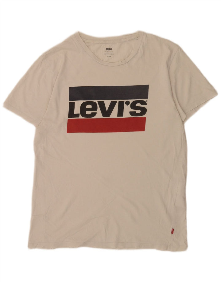 Camiseta gráfica masculina Levi's Top médio branco colorblock algodão