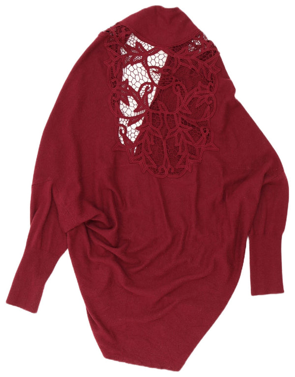 Topshop Womens Oversized Longline Cardigan Sweater UK 10 Small Burgundy