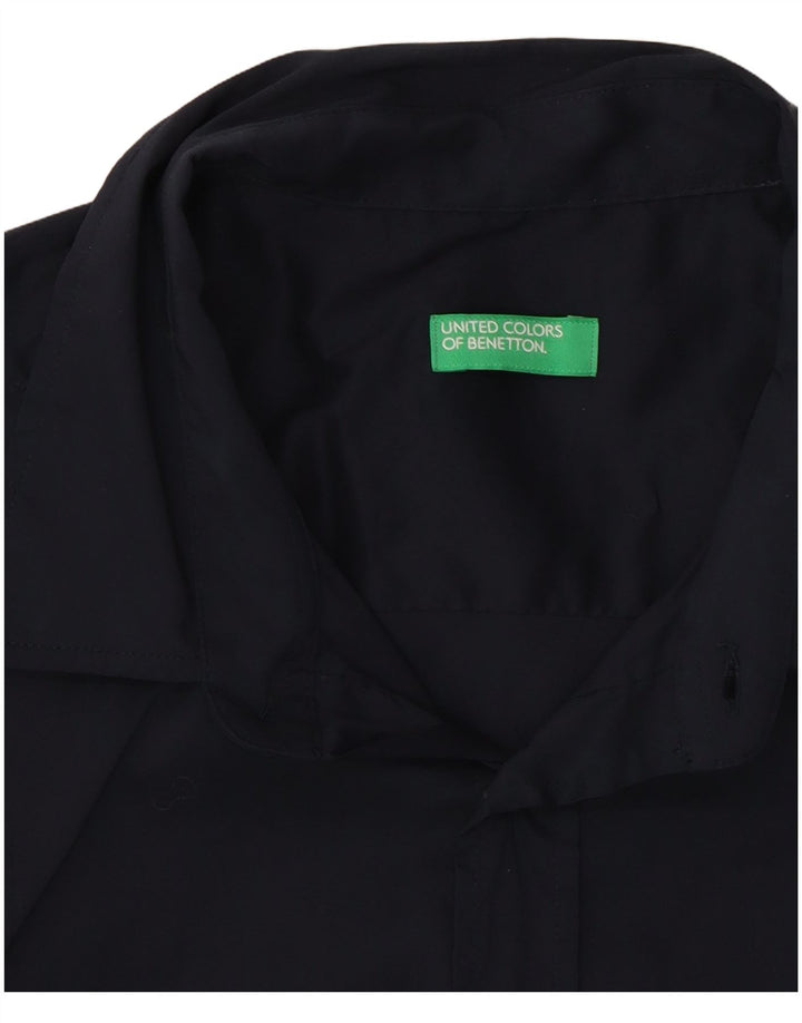 Camisa masculina de manga curta Benetton média azul marinho