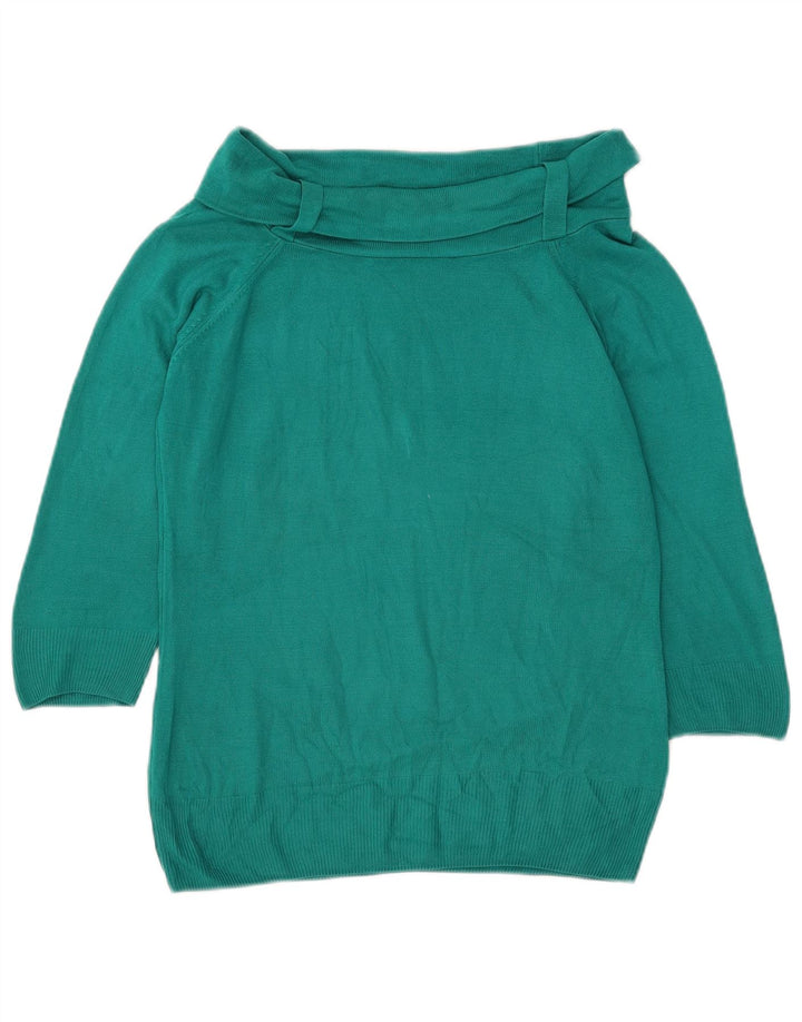 Suéter feminino Marks & Spencer com gola redonda Reino Unido 14 verde médio