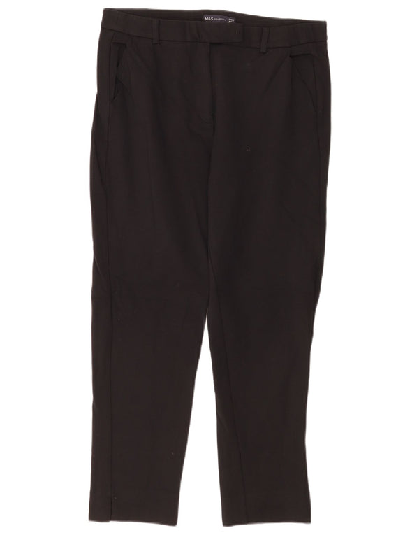 Calça feminina reta casual Marks & Spencer Reino Unido 14 médio W32 L25 preta