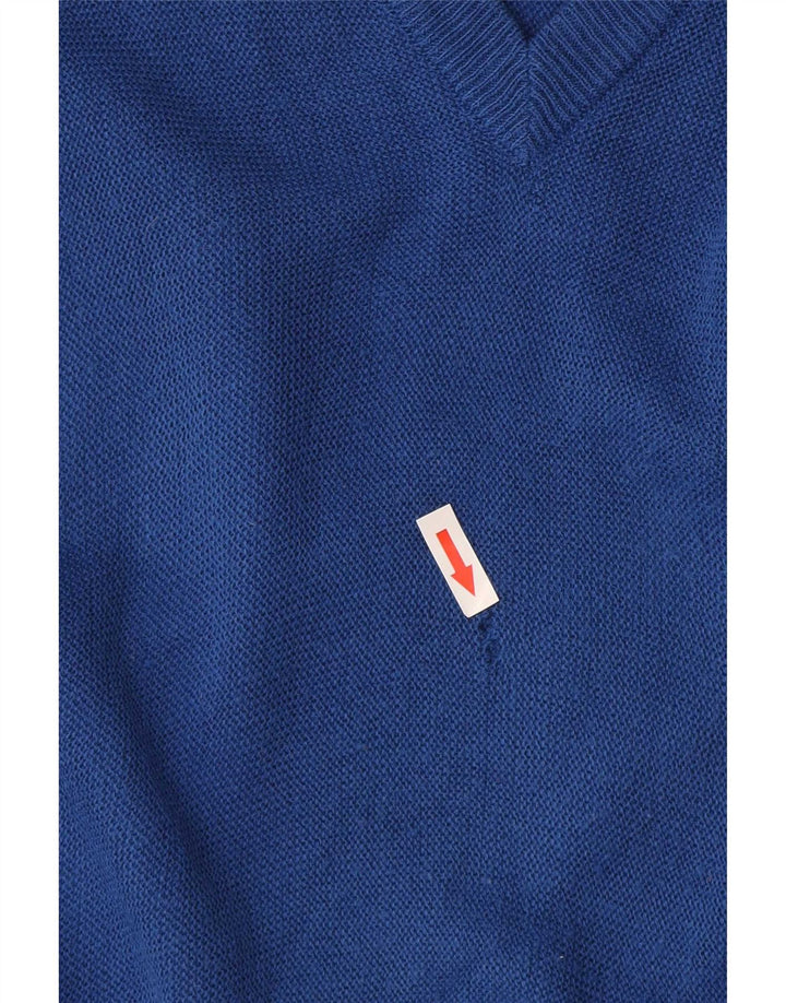 Suéter masculino Lacoste com decote em V médio azul acrílico
