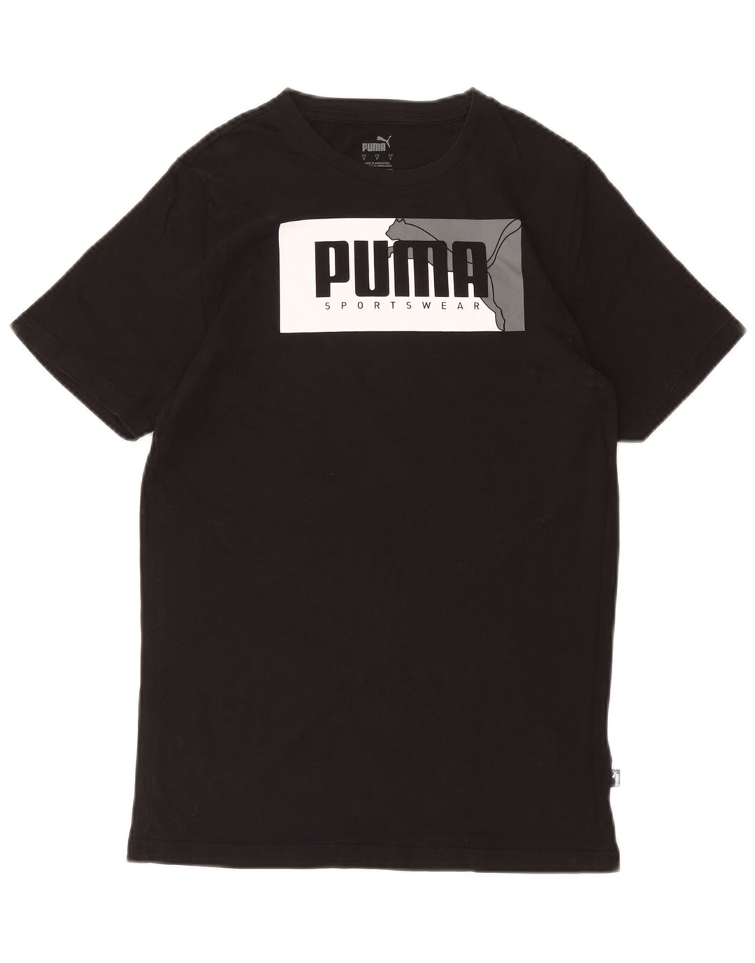 Camiseta masculina PUMA com estampa gráfica pequena de algodão preto
