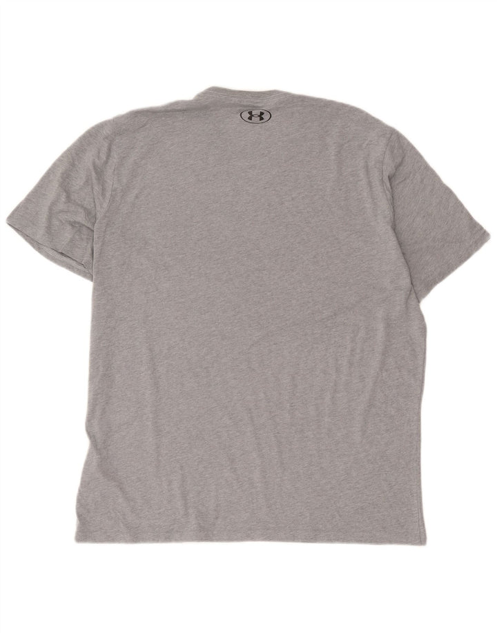 Camiseta masculina Under Armour Top XL algodão manchado cinza