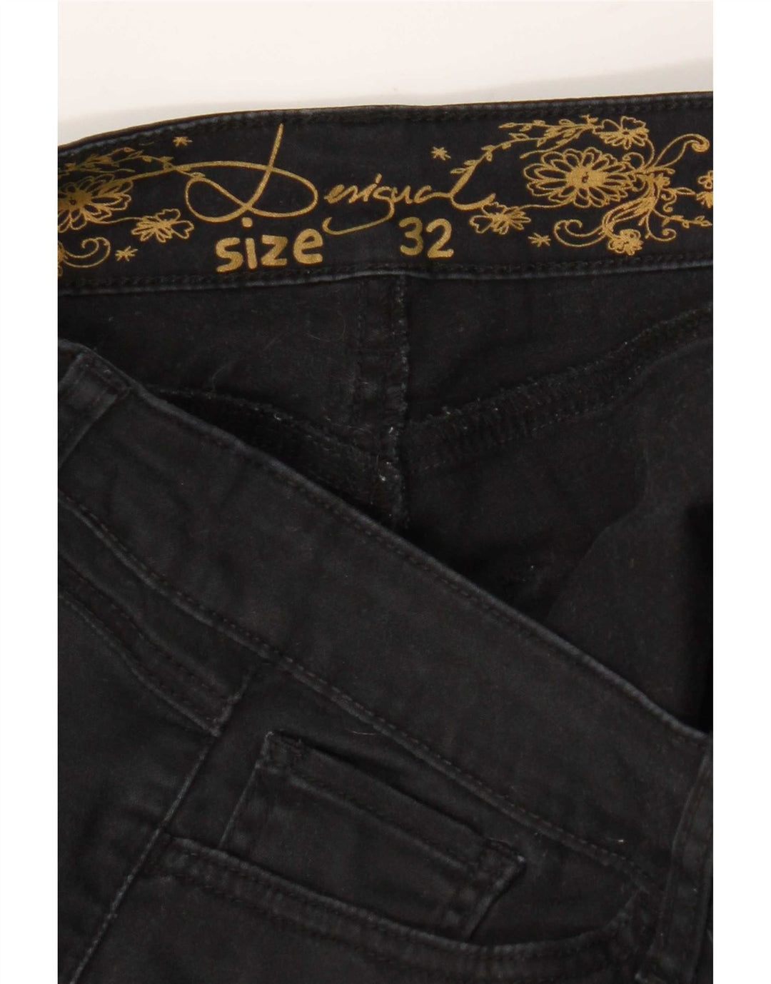 Desigual Jeans Skinny Feminino W32 L32 Preto Houndstooth