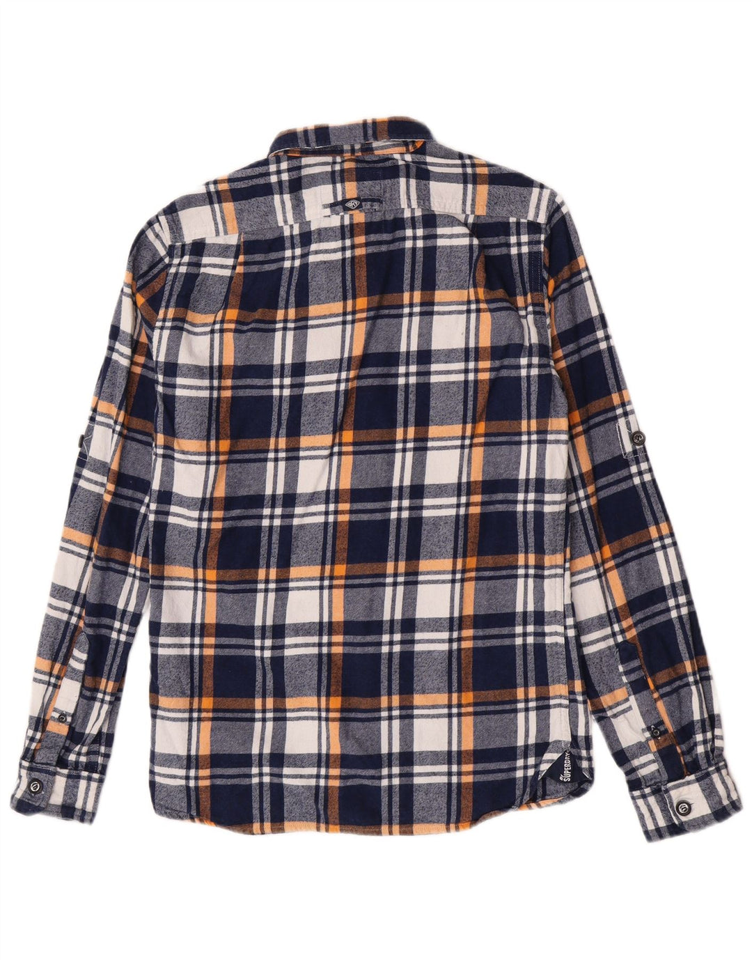 Camisa masculina Superdry de flanela média azul marinho xadrez algodão