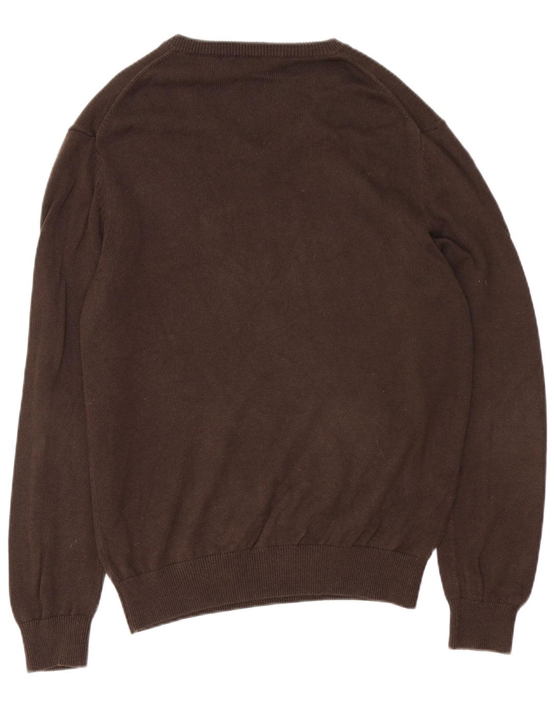 Crew Clothing Suéter masculino com decote em V, algodão marrom médio