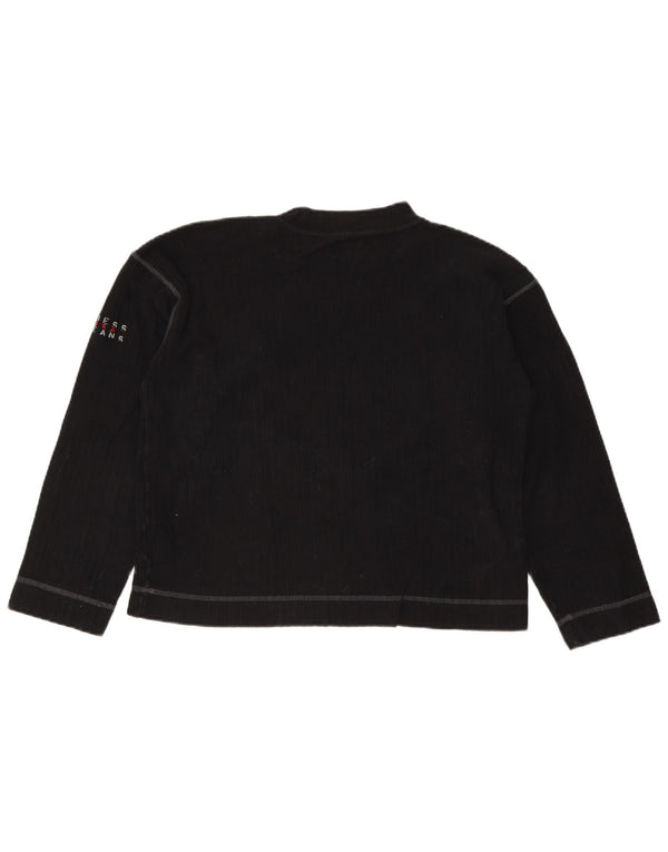 Guess Top feminino de manga comprida UK 14 algodão preto médio