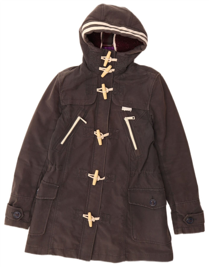 Casaco Duffle feminino com capuz SUPERDRY UK 6 XS algodão cinza