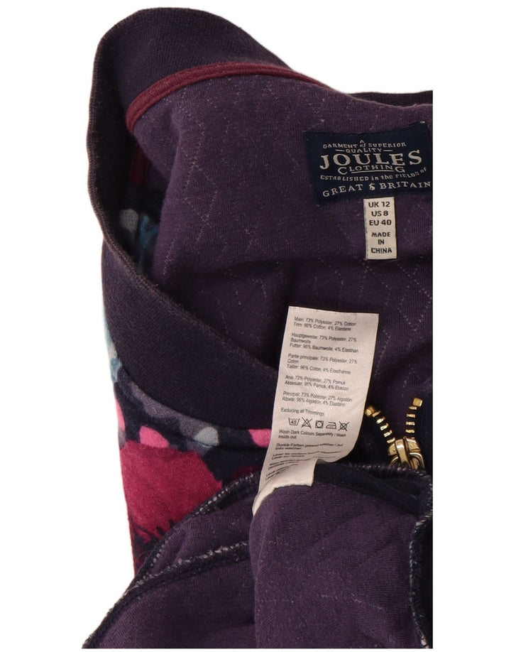 Joules Womens Tracksuit Top Jacket UK 12 Médio Azul Marinho Floral Poliéster