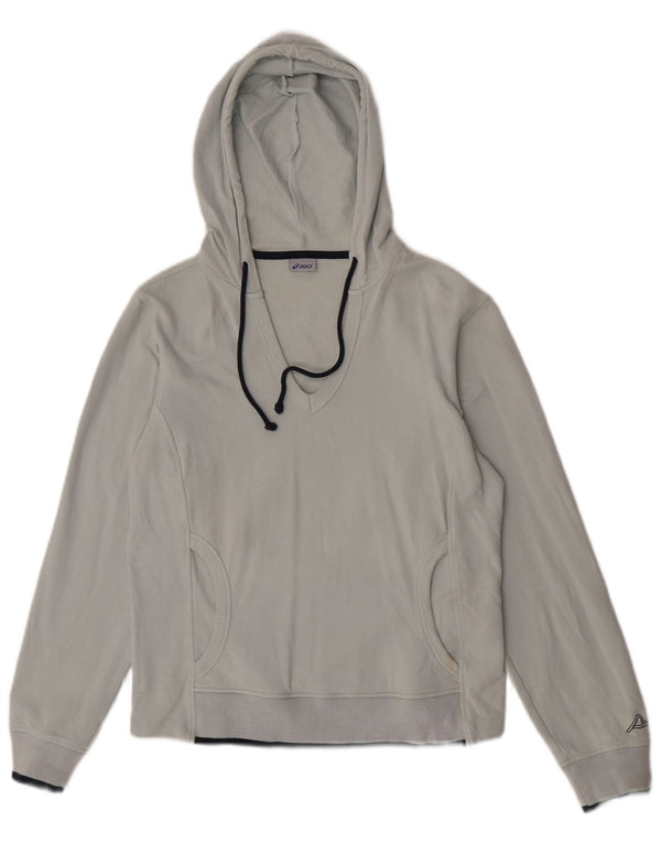 Asics Womens Hoodie Jumper UK 10 Pequeno Cinza Algodão Esportes