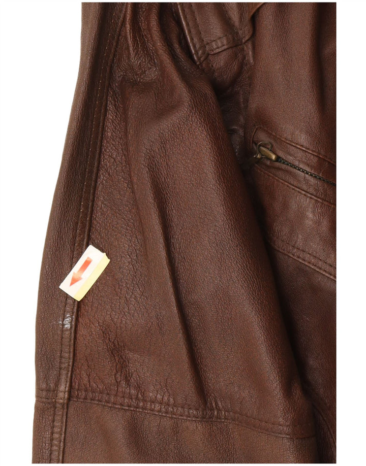 Jaqueta de couro masculina vintage UK 38 couro marrom médio retrô