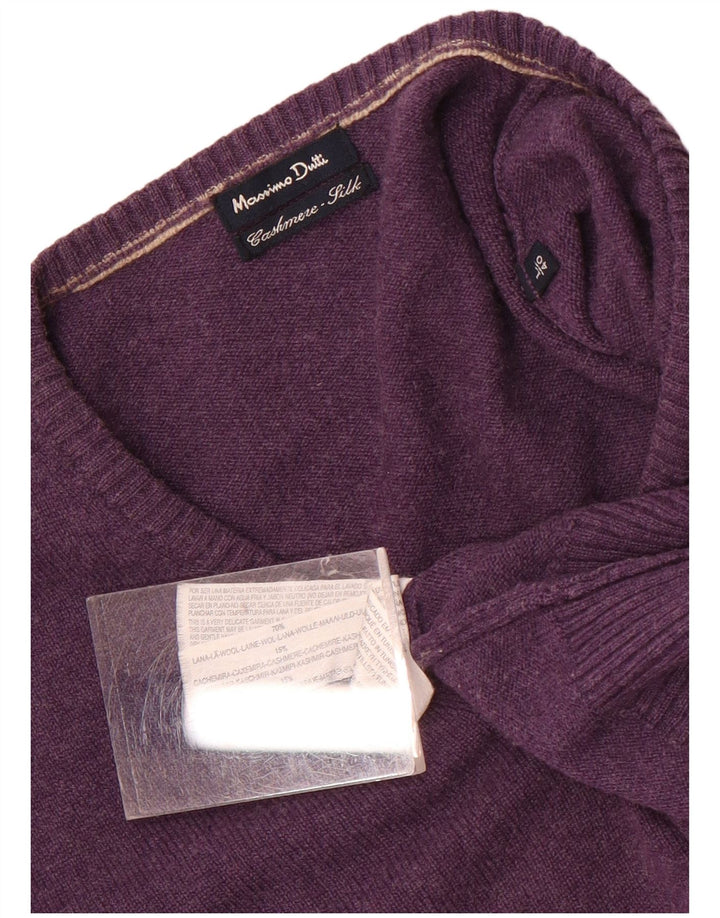 Suéter masculino Massimo Dutti com decote em V grande lã roxa