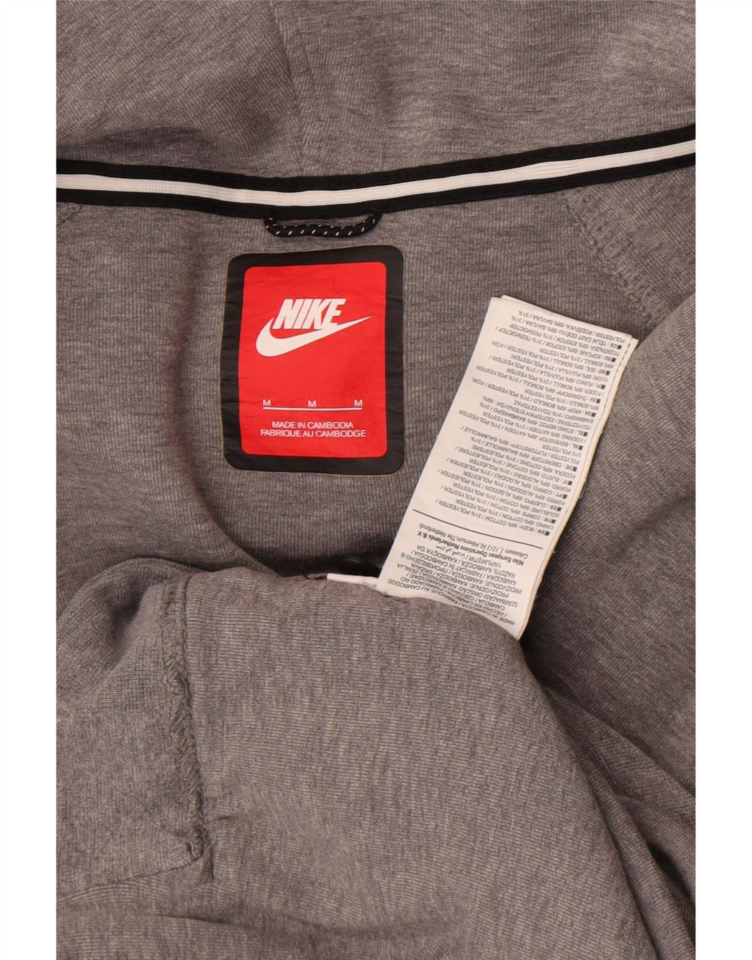 Suéter Nike feminino com capuz e zíper UK 14 algodão cinza médio