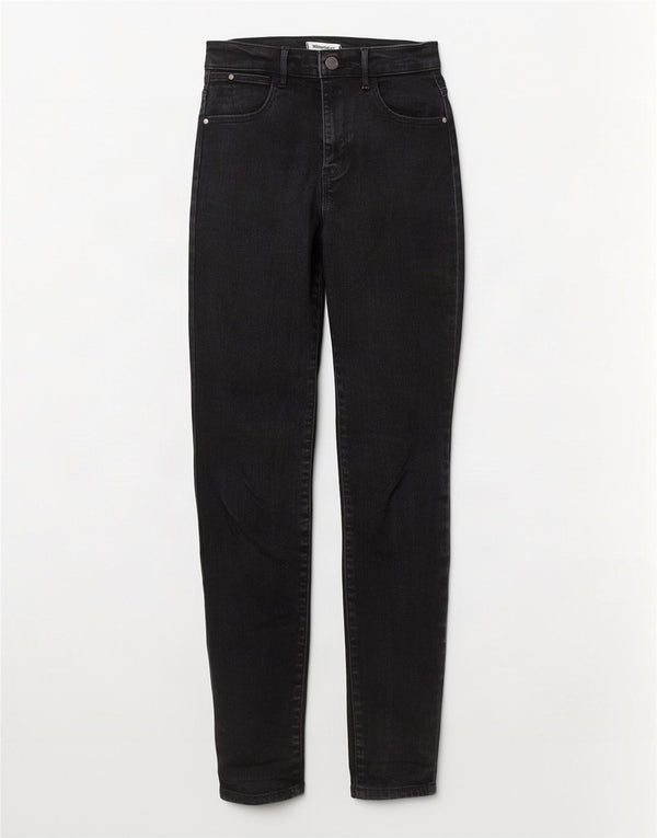 Calça jeans skinny Wrangler feminina de cintura alta W25 L28 algodão preto