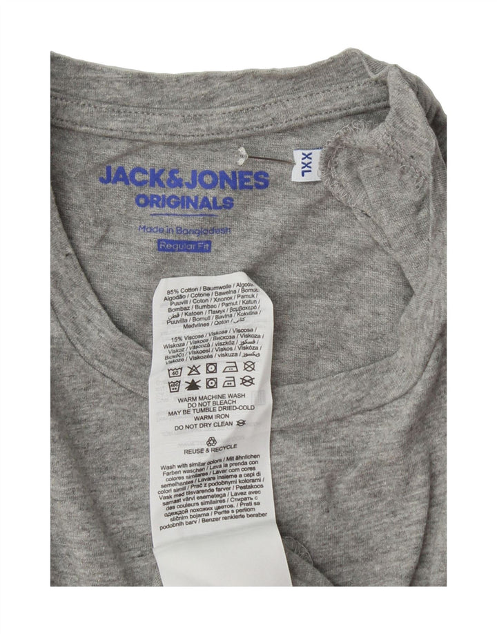 JACK & JONES Mens Regular Fit Graphic T-Shirt Top 2XL Grey Cotton Vintage Jack & Jones and Second-Hand Jack & Jones from Messina Hembry 