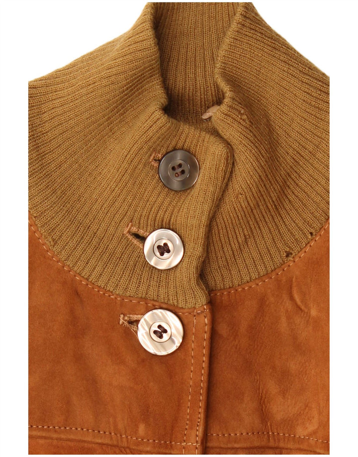 Jaqueta bomber de camurça feminina vintage IT 48 XL couro marrom