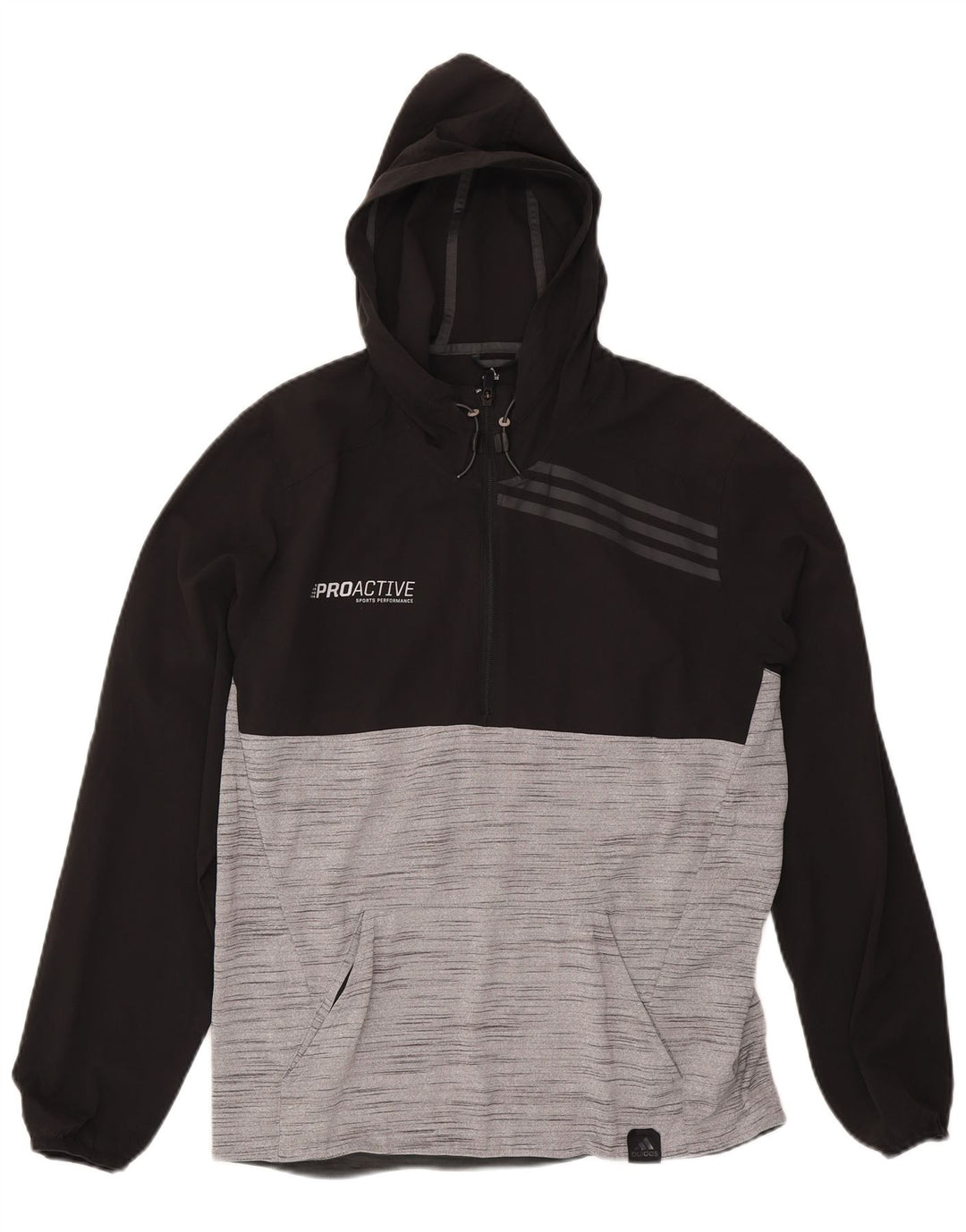 ADIDAS Mens Climalite Graphic Hoodie Jumper Médio Preto Colorblock