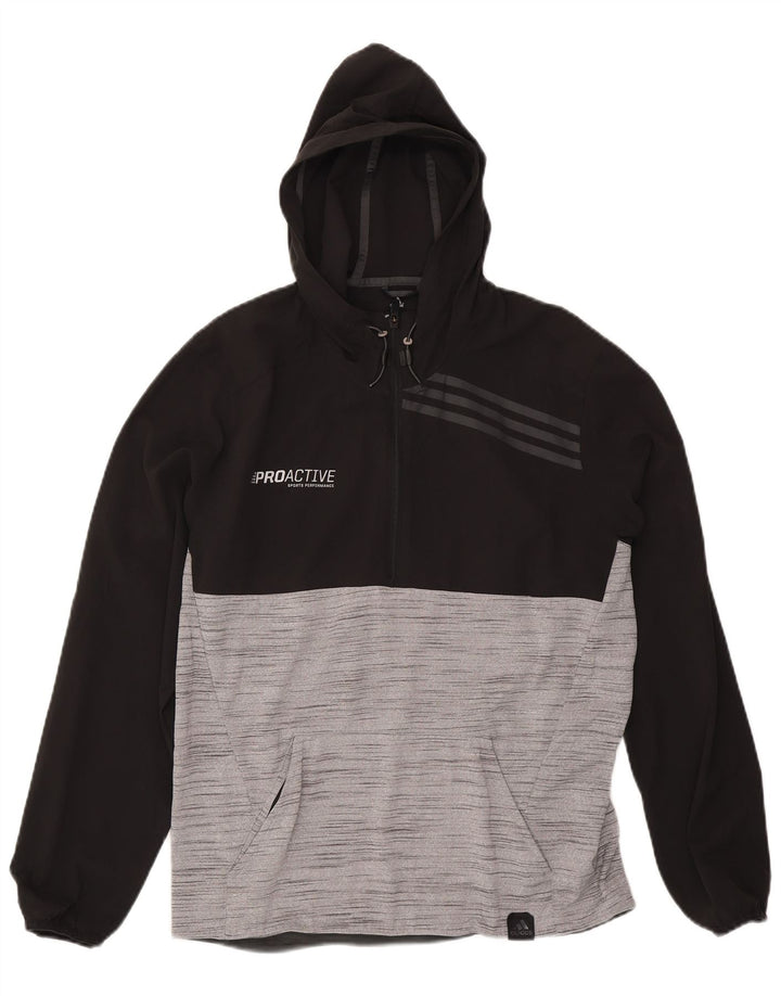 ADIDAS Mens Climalite Graphic Hoodie Jumper Médio Preto Colorblock