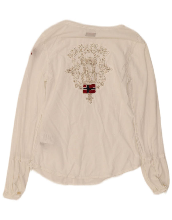 Napapijri Womens Graphic Shirt Blouse UK 10 Small White Cotton