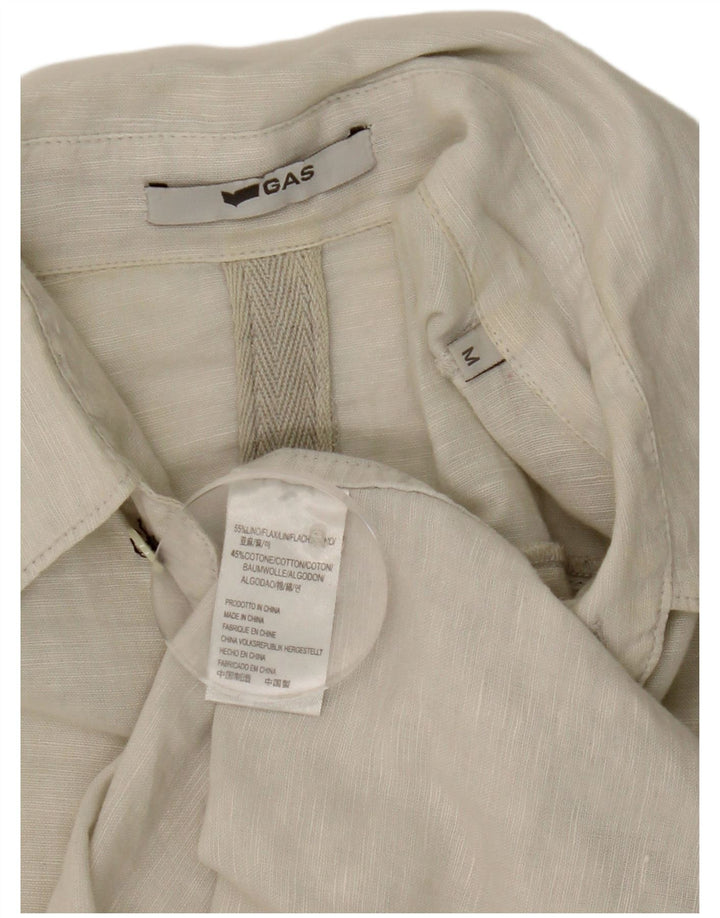 Camisa masculina de manga curta Gas, linho bege médio