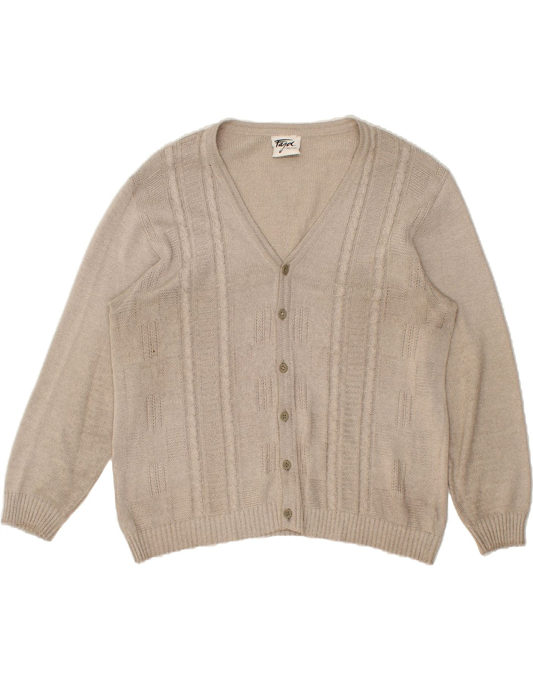 VINTAGE Womens Cardigan Sweater IT 50 XL Beige Cotton Vintage Vintage and Second-Hand Vintage from Messina Hembry 